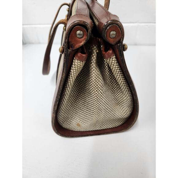 Rare Vintage Designer John Romain Leather Tweed Handbag 60s, 70s, In Brown/Beige - Picture 5 of 16